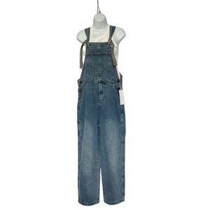 Hailey Made With Love Overalls Denim Bib Blue Jeans Size M Cotton Blend NEW